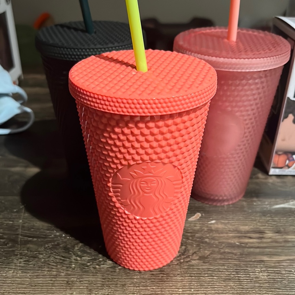 Bundle set- pink, neon peach and Forrest green. Starbucks